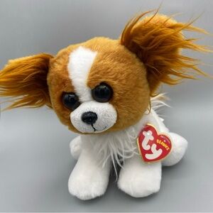 Ty Beanie Boo BARKS the PAPILLION Puppy Dog 6" Plush Stuffed w/ Tag